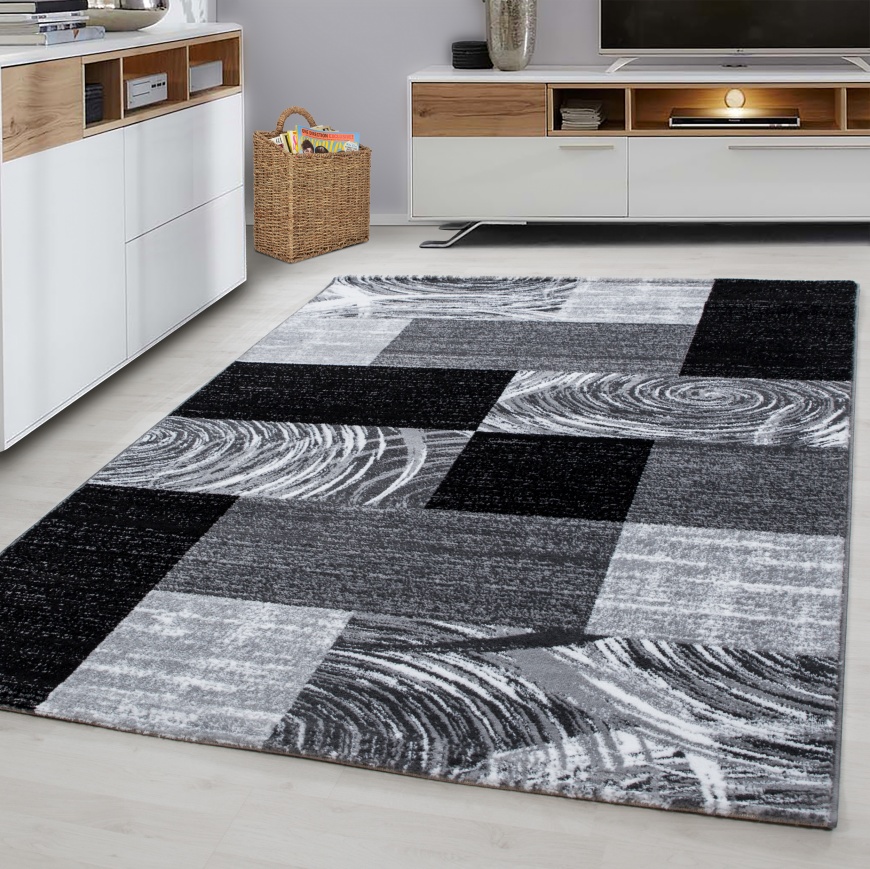 Parma Geometric Modern Black Rug